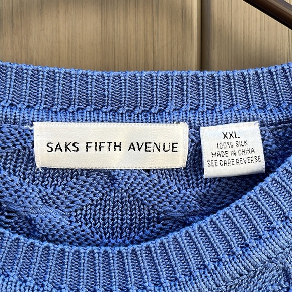 Saks Fifth Avenue 100% Silk Cable Knit Pullover Sweater size XXL Old Mon… - Picture 2 of 12